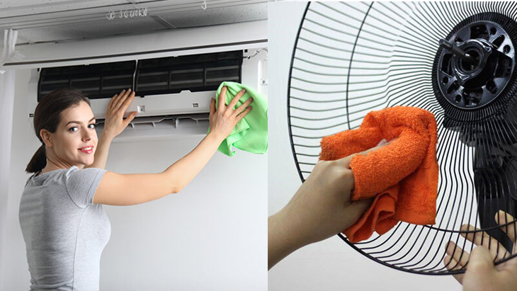 Thường xuyên vệ sinh sạch sẽ quạt phun sương và điều hòa Thường xuyên vệ sinh sạch sẽ quạt phun sương và điều hòa