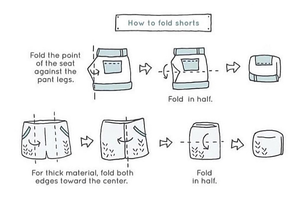 cách gấp quần áo nhanh marie kondo gấp quần shorts