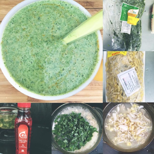 cháo nấu với nước mía